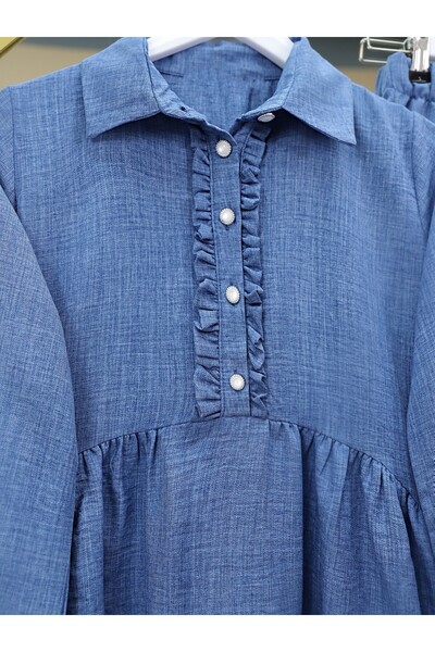 Modamorfo Костюм з напівзастібкою та воланами спереду - індиго