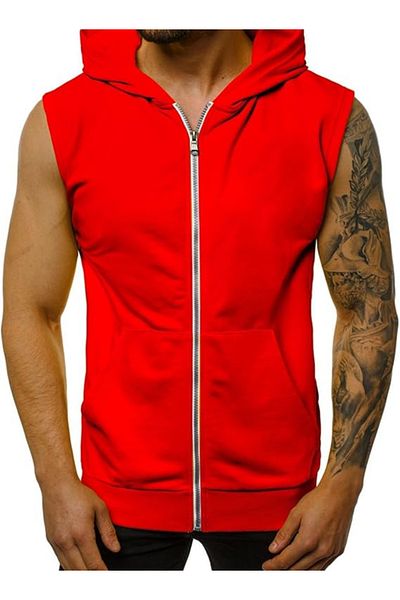 bellanova Sweater Vest Zipper Closure Windproof Thick Men Hooded Sleeveless