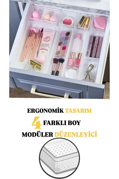Bayev 17 Piece Modular Organizer - Transparent Bathroom Cosmetic Accessory Set