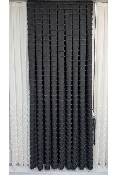 Fon Dünyası Panel Background Curtain Elegant Tasseled Anthracite (Single Wing)