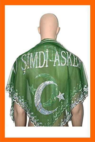 Halay Kına Πράσινο χρώμα με το ''He's Now Soldier'', κάλυμμα χέννας με πούλιες με γάντια, (σε σχήμα τριγώνου)