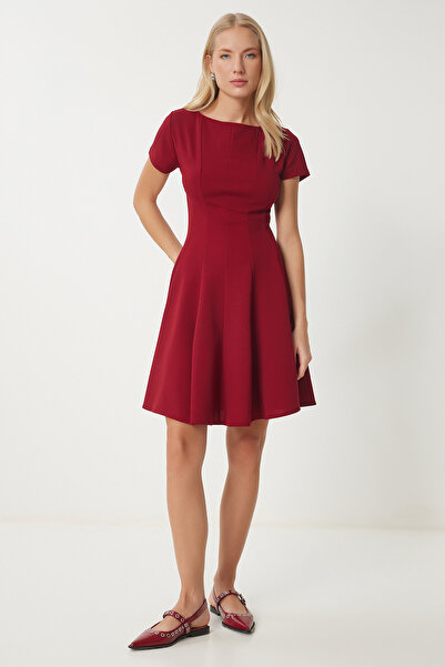 Lovelyİstanbul Μίνι υφαντό φόρεμα Godeli BORDO LUB0084