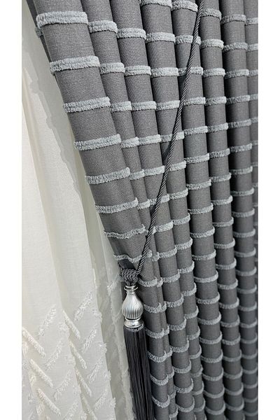 Fon Dünyası Elegant Gray Panel Background Curtain (Single Wing)