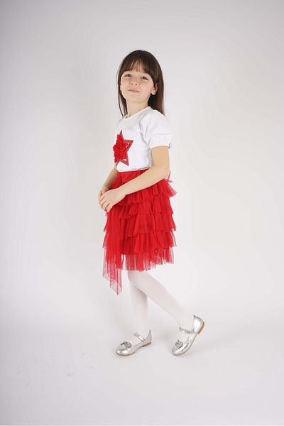 MİNİKO KİDS 23 April 29 October Concept Star Detail Tulle Detail Layered Tutu Skirt Suit