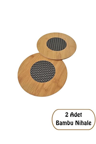 QesQin (2 Adet) Ahşap Bambu Nihale, Çaydanlık Altı Sıcak Tencere için Ahşap Nihale Altlık