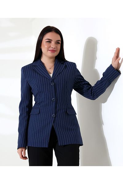 COCOCİX Striped Jacket Patterned Double Pocket Blazer Jacket