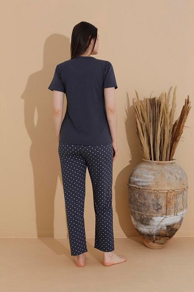 Pemilo Set pijama semi-lungă pentru femei NEGRU