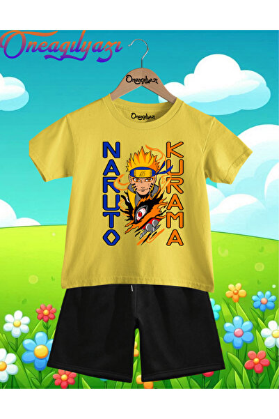 oneagılyazı NARUTOKURUMA Štampano Oversize kroj Dječje šortseve T-shirt seta
