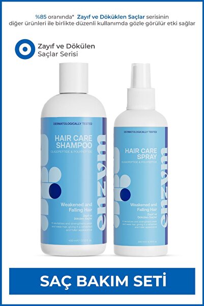 ENZYM COSMETICS Zayıf Ve Dökülen Saçlara Özel Saç Bakım Seti (Procapil, Biotin, Kafein) (Şampuan+Sprey)
