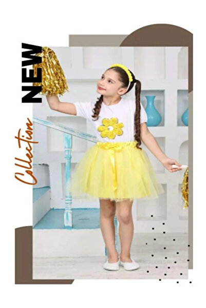 NOBLE STORE Κοριτσίστικο μπλουζάκι με παγιέτες λουλούδι Tutu Σετ φούστας 23 Α...