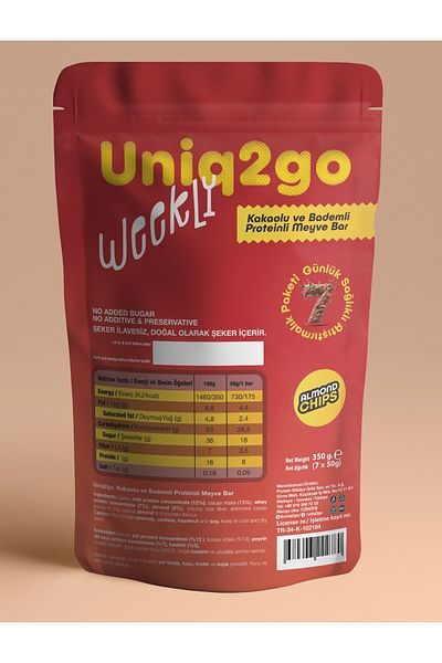 Uniq2Go Weekly Cocoa & Almond Protein Fruit Bar - 7 Pieces 50G.Bar