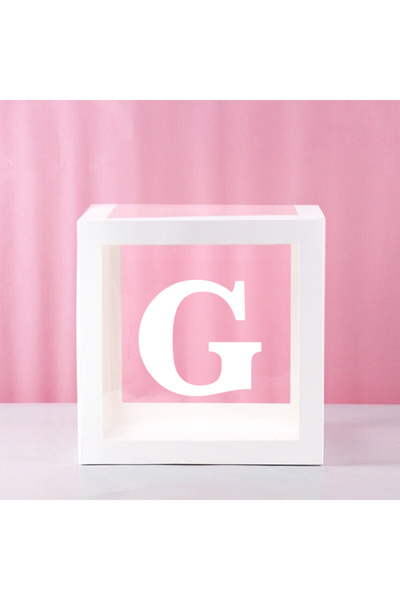 GOLDCENTER G Harfli 1 Adet Kutu Beyaz Şeffaf Balon Kutusu 25x25cm Yapışkan Ha...