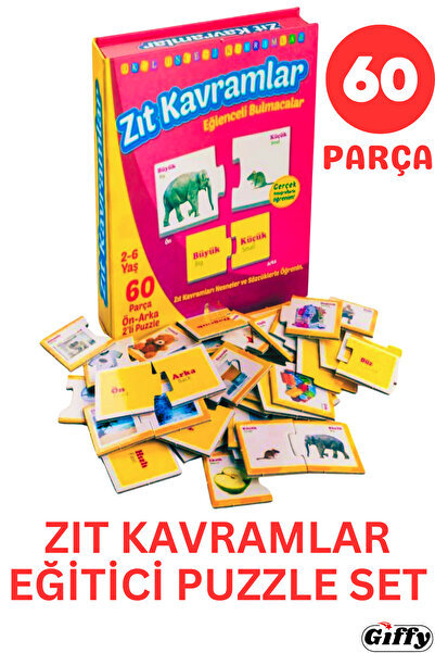 giffy Oyuncak Minik Bebeğimin 60 Parça Zıt Kavramlar Puzzle Yapboz Eğitici Se...