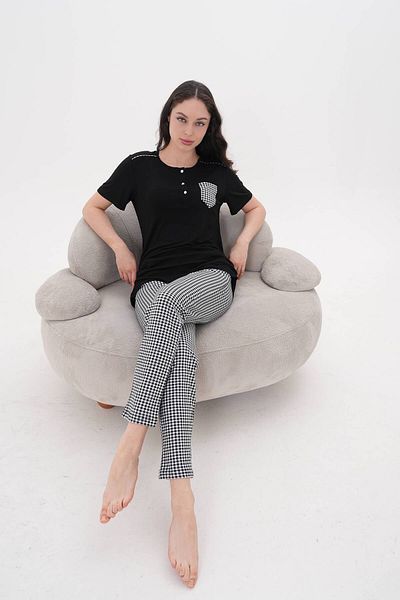 MANSHET Women's Half Sleeve 2-Piece Pajama Set Patterned Special Design