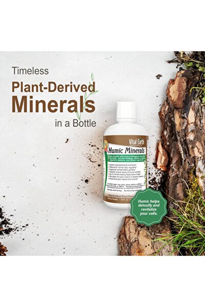 Vital Earth Minerals Humic Minerals – Fulvic Acid with 70+ Trace Minerals & Electrolytes, 32 Oz + Cup