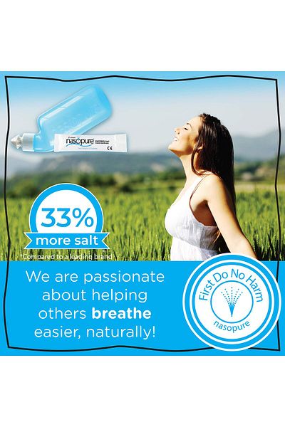 DR HANA'S NASOPURE Nasopure Nasal Wash Kit, 8 Oz Bottle & 20 Salt Packets, Sinus Rinse for Congestion Relief
