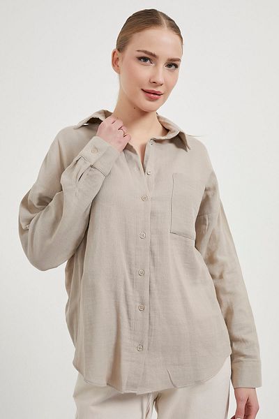 Arma Life Cămașă maro oversize de vară pentru femei, cu buzunare