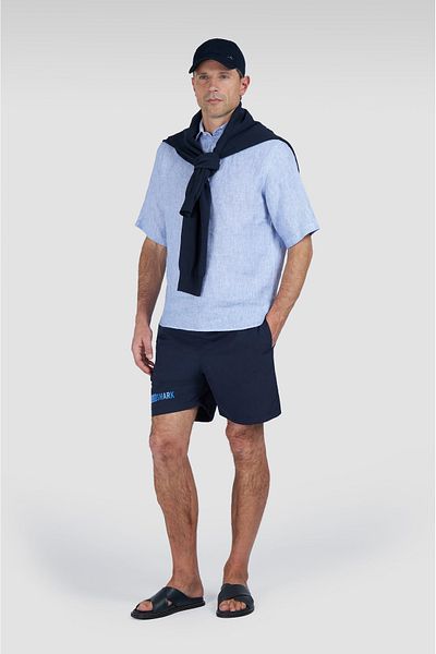 PAUL&SHARK Men's Short Navy Blue Swim Shorts with Tie Rope Waist and Logo Printed 25415004 -013