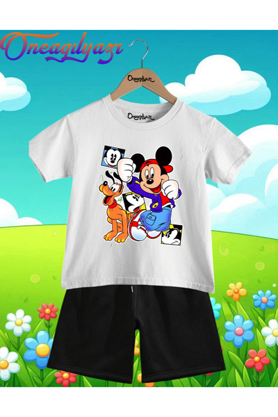 oneagılyazı WOFFYMİCKEY B Štampano O Oversize kroj Dječje šortseve T T-shirt Set