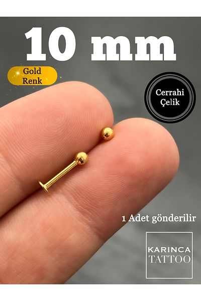 Karınca Piercing Gold Color 10 mm First Piercing Labret Ear Cartilage Helix Tragus Lip Snake Bites Piercing
