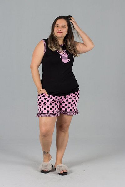 Truva XXL Plus Size Bottom Polka Dot Shorts Set
