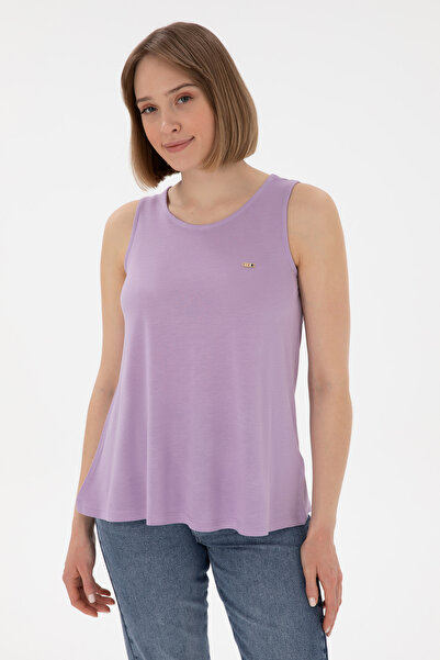 U.S. Polo Assn. Kadın Lila Kolsuz Bisiklet Yaka Tişört 50305819-VR034