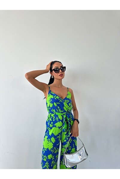 FioriModa Комбінезон на бретелях з візерунком і V-подібним вирізом