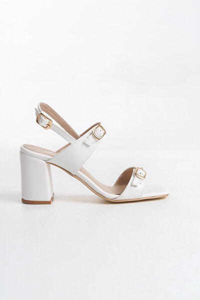 Redoxy Women's Thick Heeled Buckle Double Strap Sandals Casual Heeled Shoes