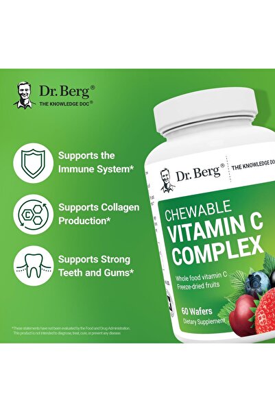 Dr. Berg Nutritionals Dr. Berg Chewable Vitamin C Complex - Made with Organic, Non-GMO Berries - 60 Delicious Wafers