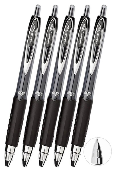 Artlantis Siyah Pilot Kalem 5 Adet Uniball Signo 207 0.7 mm Roller Pilot Kale...