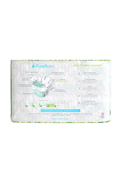PUREBORN Organic Diapers Size 4 For 7-12 Kg Master Pack 96pcs with Tropic Print