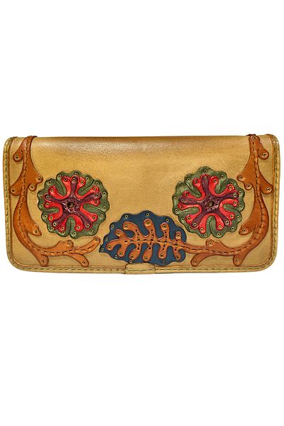GÖN 100% LEATHER HANDMADE WOMEN'S WALLET WITH HORIZONTAL PHONE COMPARTMENT ZIPPER AND FENCE FAPER (LIVA)