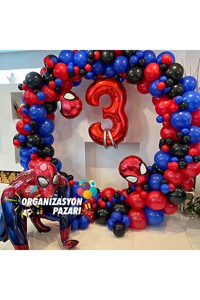 Organizasyon Pazarı Set of 60 Black-Blue-Red Balloon Chains