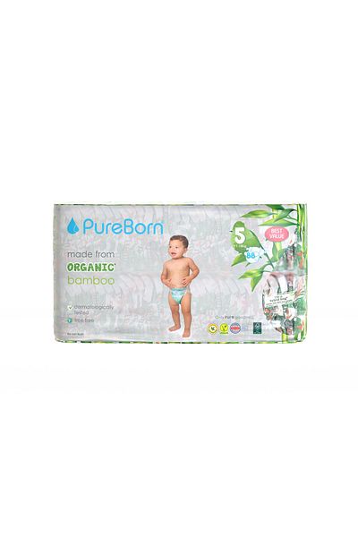 PUREBORN Organic Diapers Size 5 For 11-18 Kg Master Pack 88pcs with Assorted  Print