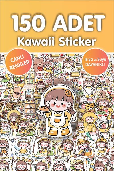 Piksel Grafik Kawaii Yellow Anime Sticker Set - Pen, Laptop Notebook Water Bottle