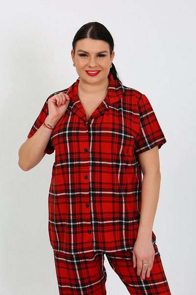 nisaNCa Plus Size Short-Sleeved Milan Shirt Pajamas Set-Young Mother Series