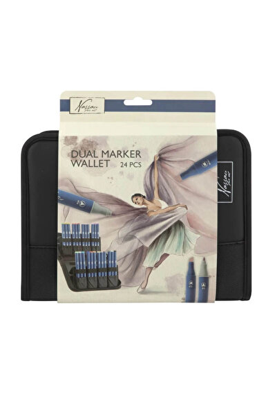 Nassau fine art Set 24 markere in penar textil cu fermoar