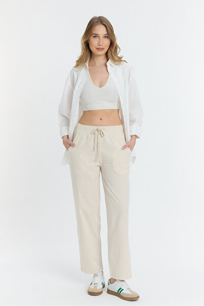 MAXIMILLIAN بنطلون نسائي صيفي كتان فضفاض موديل بيج