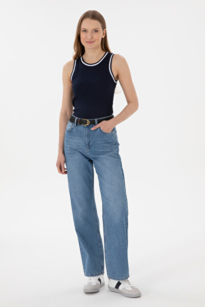 U.S. Polo Assn. Kadın Lacivert Kolsuz Bisiklet Yaka Tişört 50305857-VR033