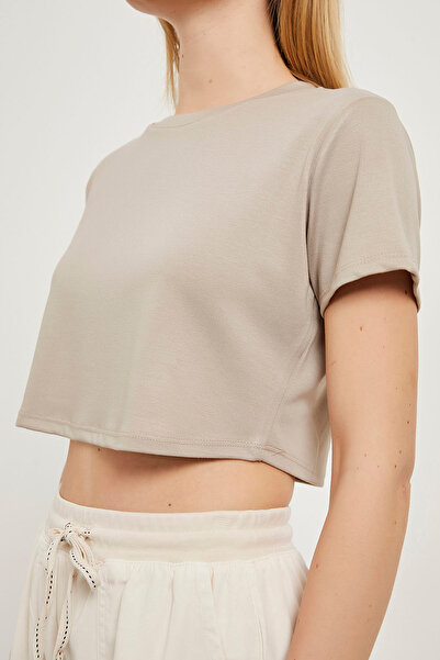 Arma Life Women's Tight Summer Crew Neck Stone Crop T-Shirt