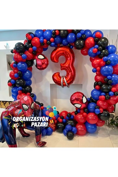 Organizasyon Pazarı مجموعة بالونات أسود-أزرق-أحمر مكونة من 100 قطعة من سلسلة ...