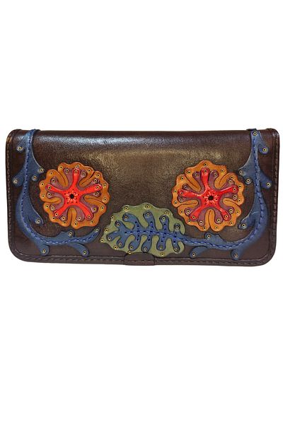 GÖN 100% LEATHER HANDMADE WOMEN'S WALLET WITH HORIZONTAL PHONE COMPARTMENT ZIPPER AND FENCE FAPER (LIVA)