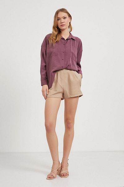 Arma Life Cămașă de damă cu buzunar dublu Premium Oversize Basic Claret Red