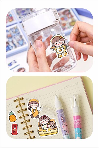 Piksel Grafik Sarı 150 Adet Anime Çıkartma Sticker Seti - Kalem, Laptop Defter Suluk Sticker