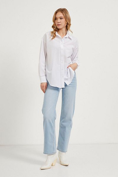 Arma Life Women's Long Sleeve Loose Basic Summer White Shirt
