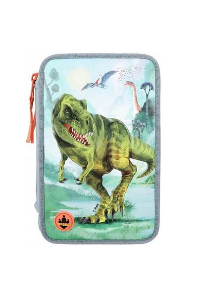 Top Model Pencil Case Equipped With 3 Zippers With T-rex Code