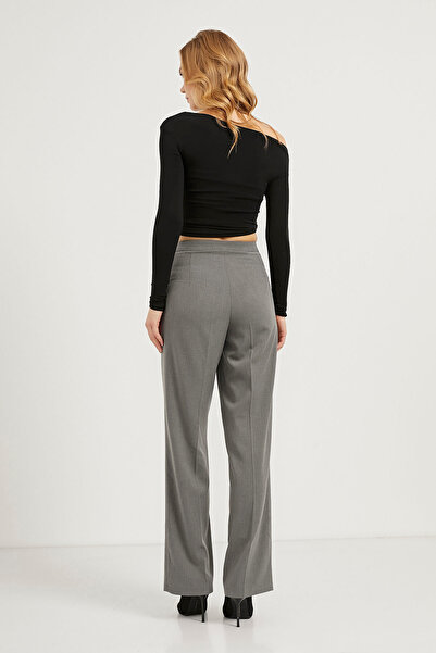 Arma Life Kadın Yüksek Bel Bol Paça Gri Palazzo Pantolon