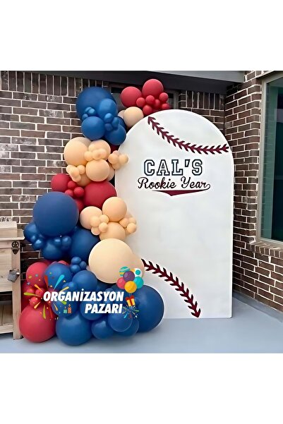 Organizasyon Pazarı مجموعة بالونات أزرق داكن-بني حليبي-أحمر غامق مكونة من 100...