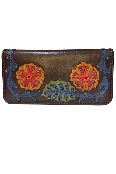 GÖN 100% LEATHER HANDMADE WOMEN'S WALLET WITH HORIZONTAL PHONE COMPARTMENT ZIPPER AND FENCE FAPER (LIVA)