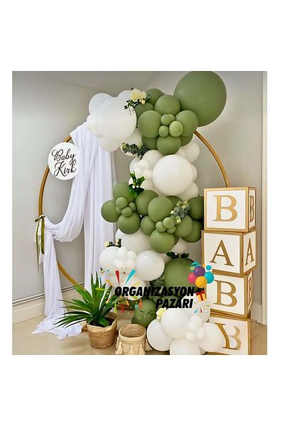 Organizasyon Pazarı Retro Eucalyptus-Pastel White 60 Pieces Balloon Chain Set